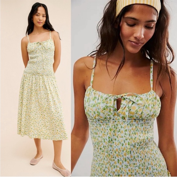 Free People Dresses & Skirts - Free people Floral Yellow and green Sundress